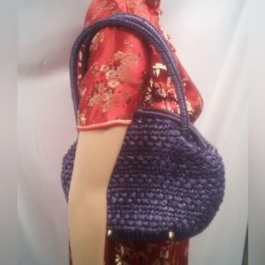 Purple made in Japan raffia tote bag